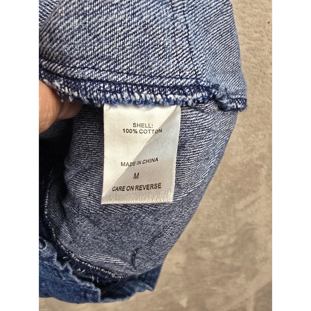 New Alexia Admor Denim Dress Womens M Blue Short Sleeve Snap Front Mini Pocket - Picture 8 of 11